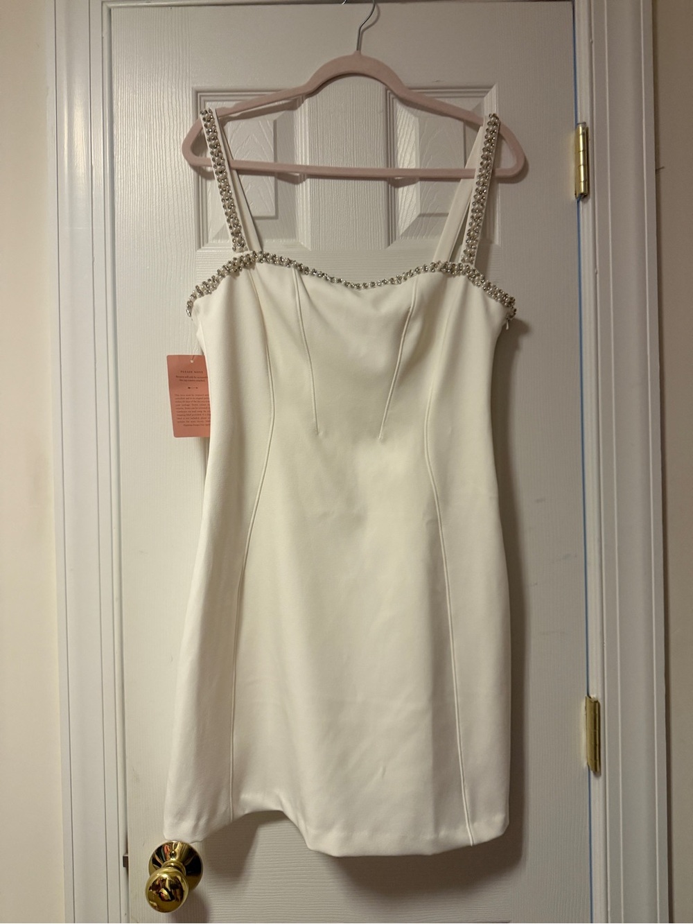 BHLDN Cream Mini Dress with Crystal-Trim Straps